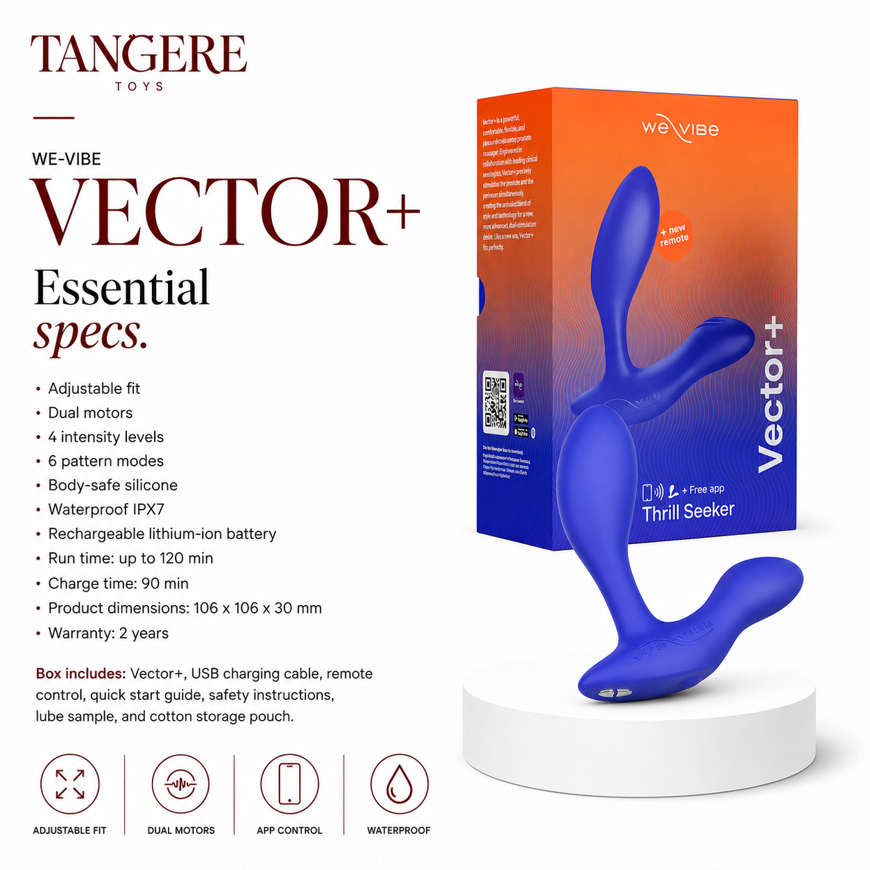 We-Vibe Vector+ Dual Stimulation Prostate Massager Royal Blue