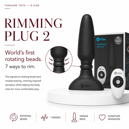 b-Vibe Rimming 2 Rotating and Vibrating Remote Control Plug Black