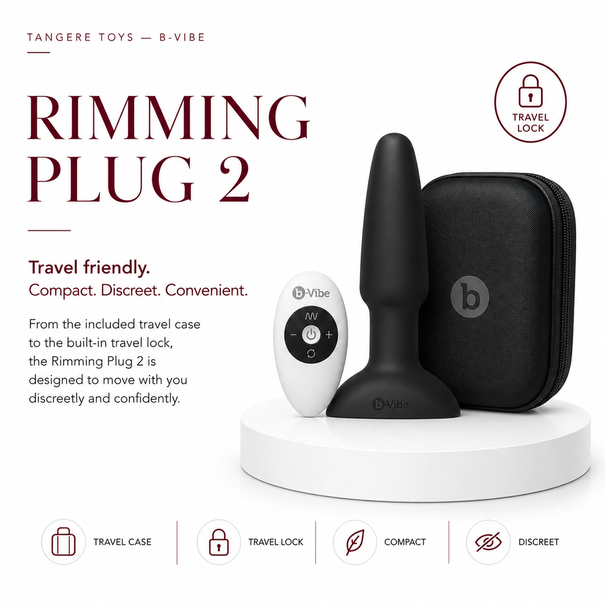 b-Vibe Rimming 2 Rotating and Vibrating Remote Control Plug Black