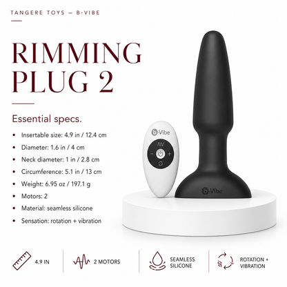 b-Vibe Rimming 2 Rotating and Vibrating Remote Control Plug Black