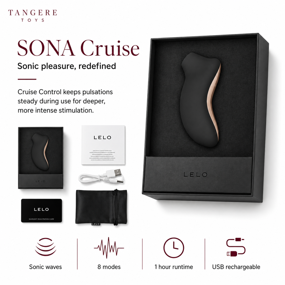 LELO SONA CRUISE Rechargeable Clitoral Stimulator Black