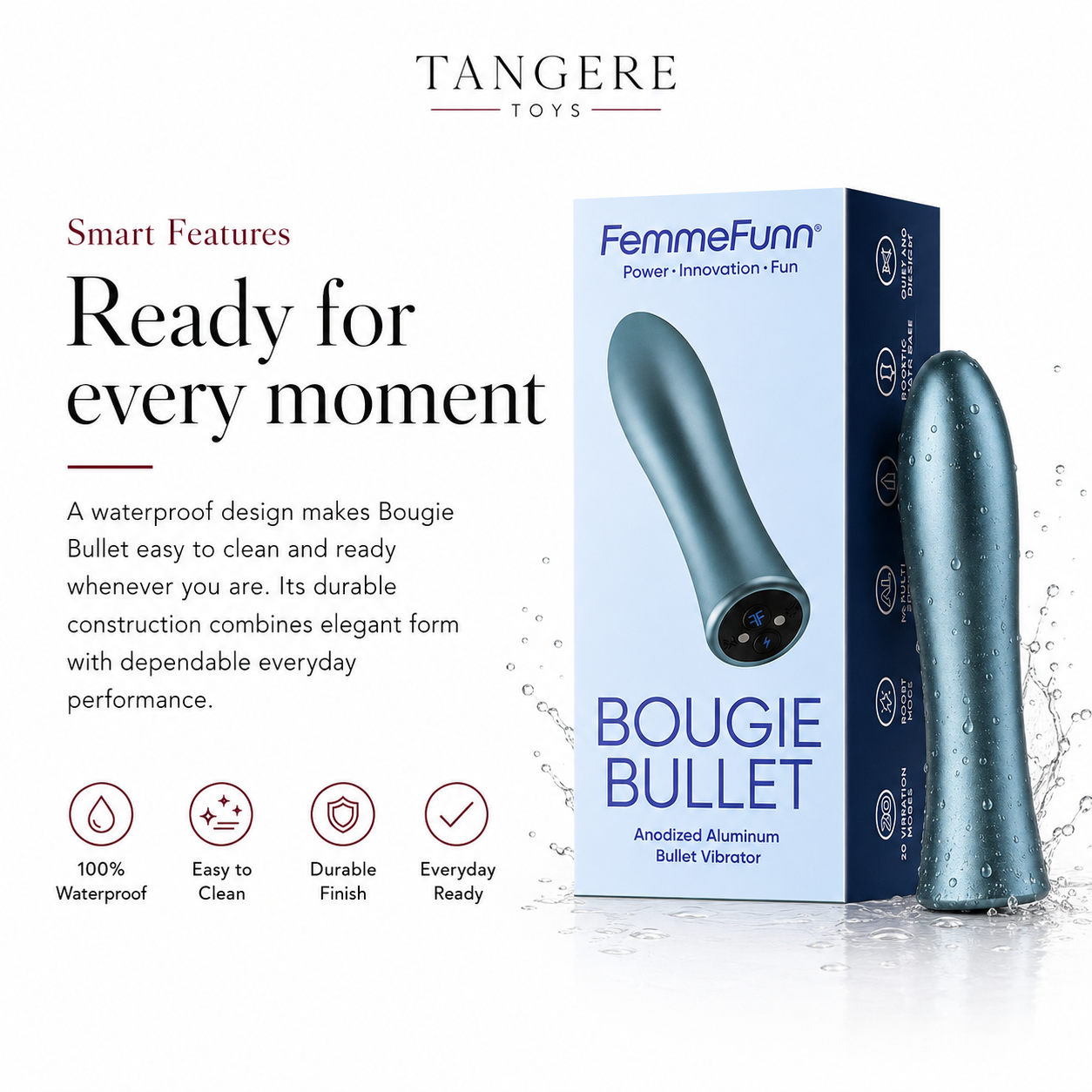 FemmeFunn Bougie Bullet Rechargeable Aluminum Vibrator Light Blue