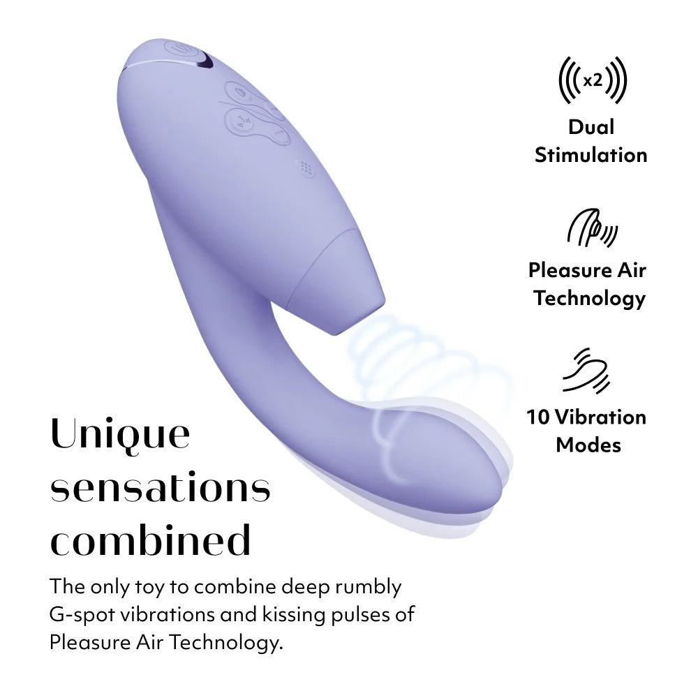 Womanizer Duo 2 Rechargeable Dual Stimulation Pleasure Air and G-Spot Vibrator Lilac