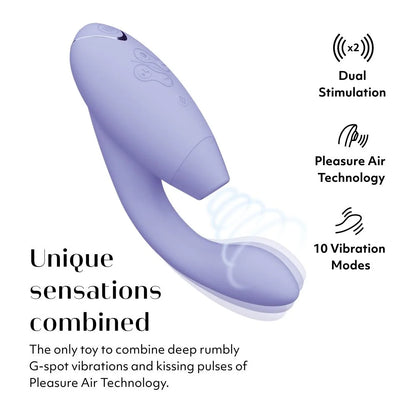 Womanizer Duo 2 Rechargeable Dual Stimulation Pleasure Air and G-Spot Vibrator Lilac