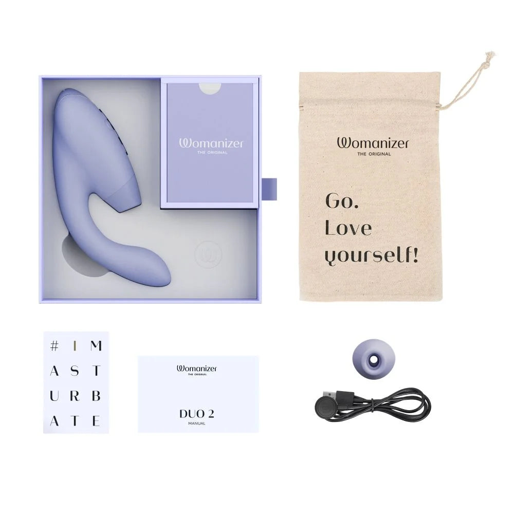 Womanizer Duo 2 Rechargeable Dual Stimulation Pleasure Air and G-Spot Vibrator Lilac