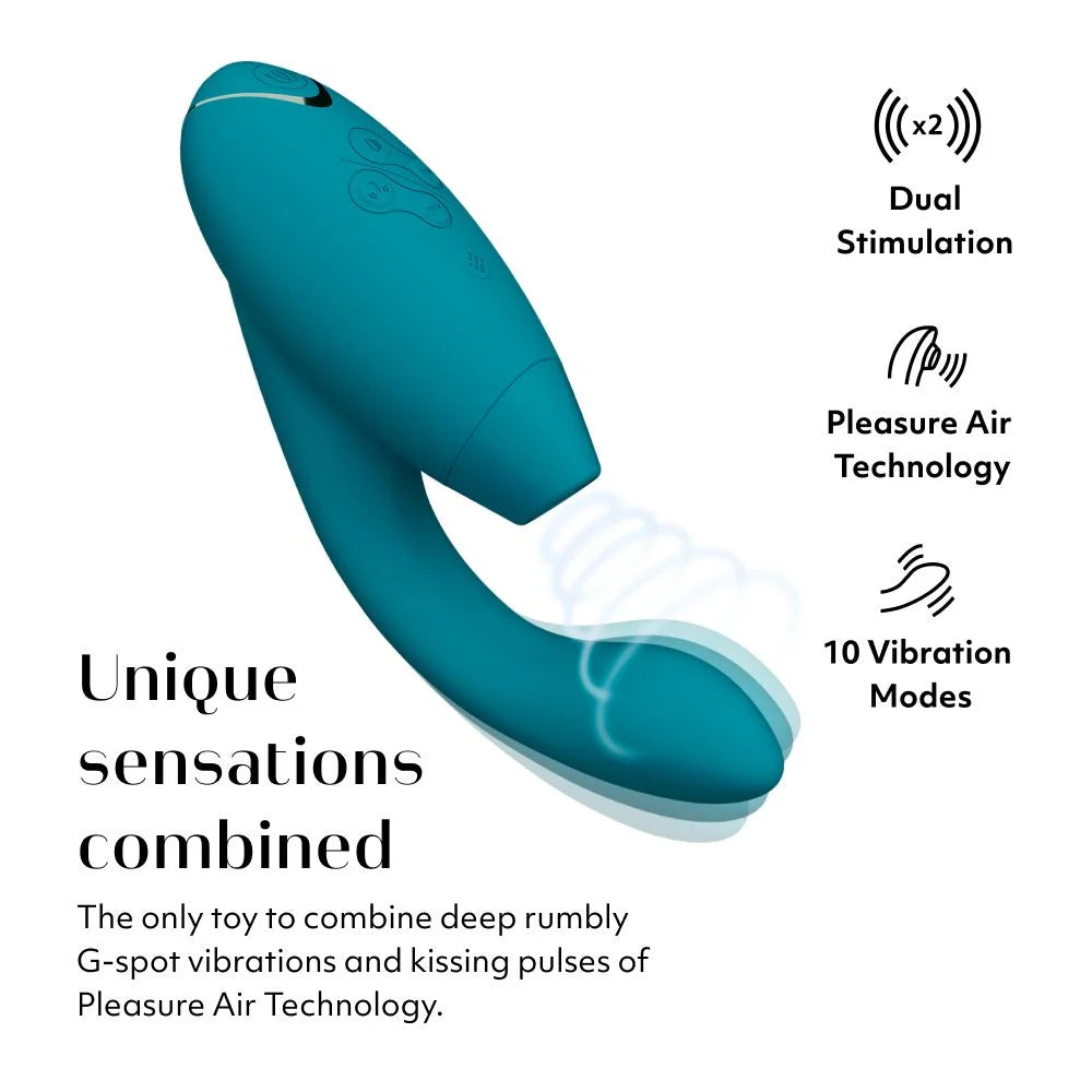 Womanizer Duo 2 Rechargeable Dual Stimulation Pleasure Air and G-Spot Vibrator Petrol