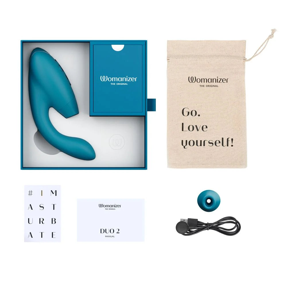 Womanizer Duo 2 Rechargeable Dual Stimulation Pleasure Air and G-Spot Vibrator Petrol
